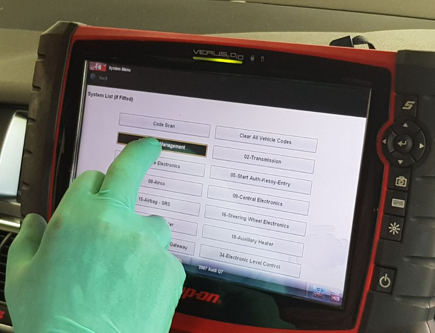Our diagnostics tool running on a car