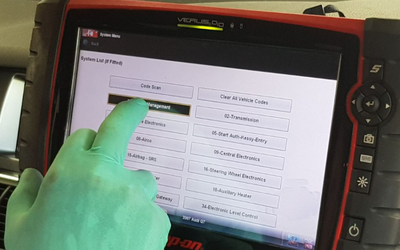 Our diagnostics tool running on a car